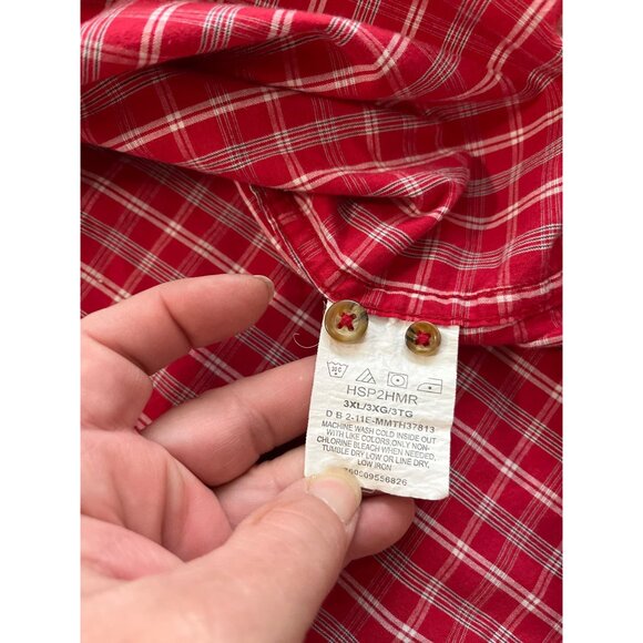 Wrangler red plaid short sleeved button front shirt size 3XL - Picture 4 of 5